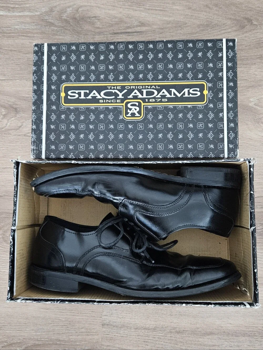 Stacy Adams Forrest Men’s Black Leather Lace-Up Dress Shoes Size 10